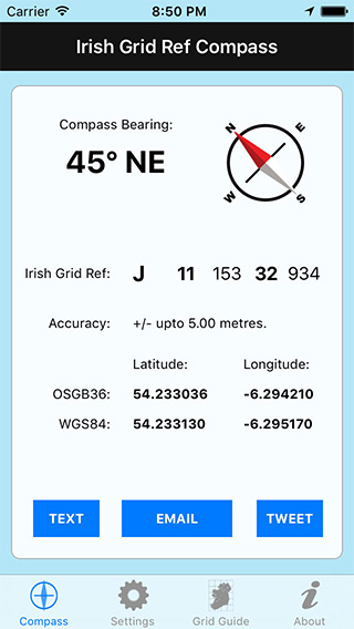 Irish Grid Ref Compass iPhone App image 1