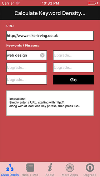 Keyword Density Lite iPhone App image 1