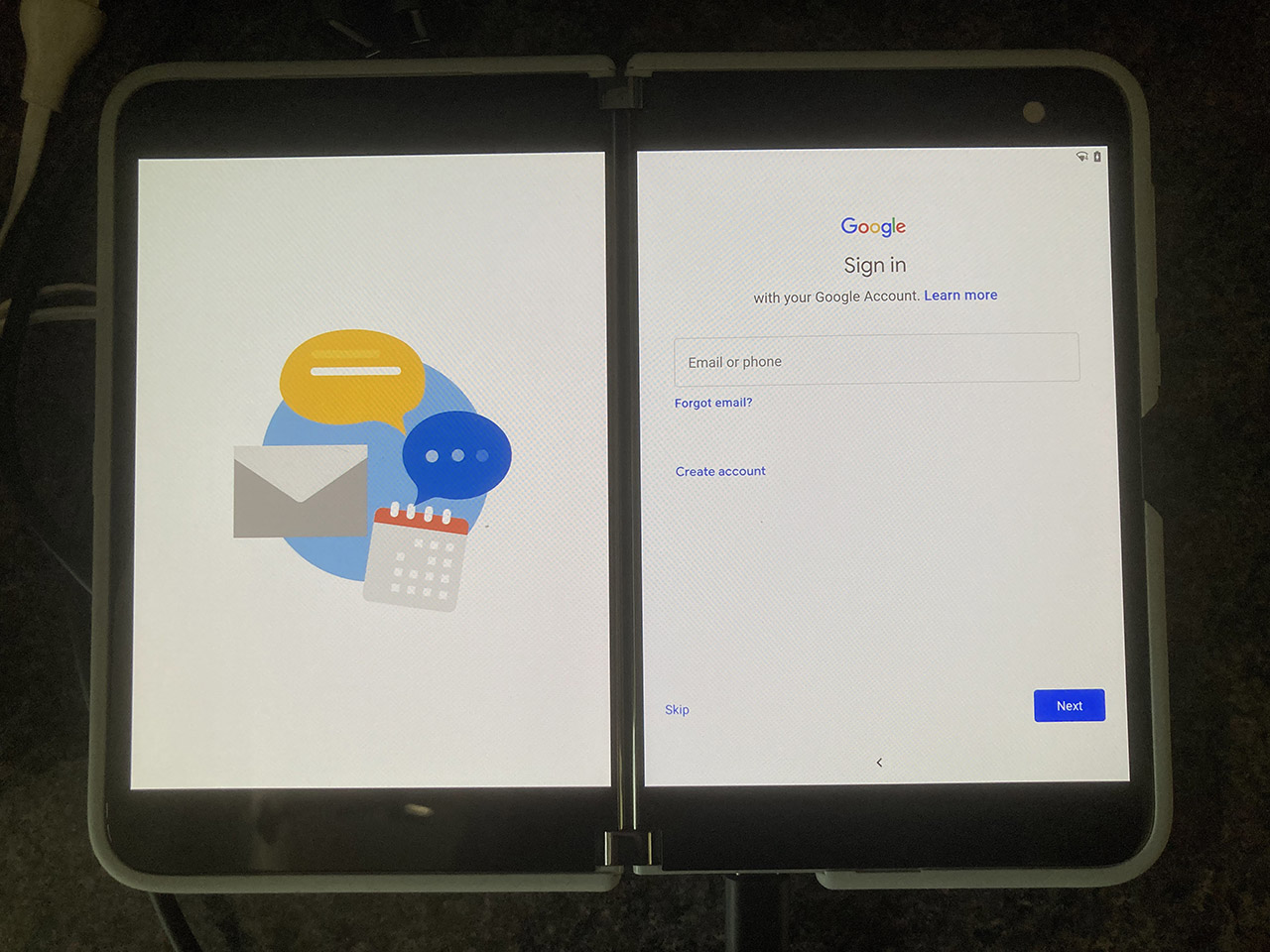 Microsoft Surface Duo - Sign in to Google