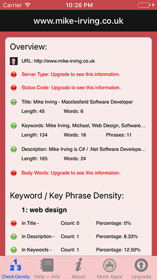 Keyword Density Lite iPhone App image 2