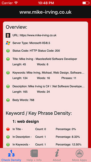 Keyword Density iPhone App image 2