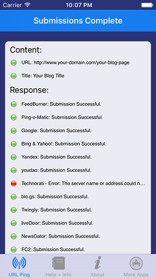 SEO URL Ping iPhone App image 2