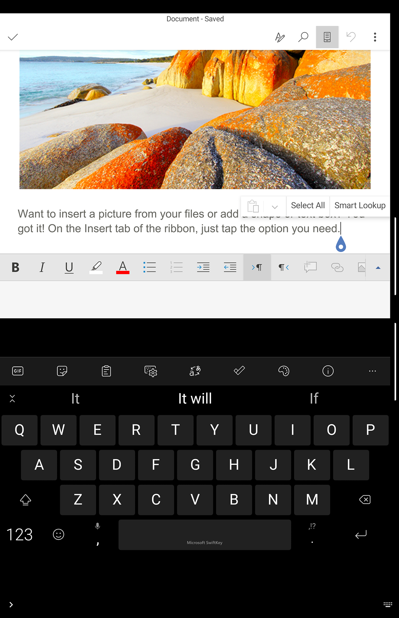 Microsoft Surface Duo - Microsoft Word, with keyboard