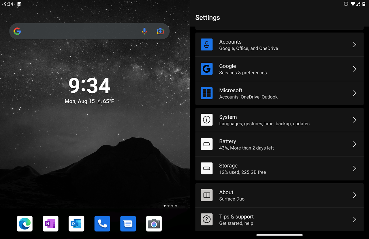 Microsoft Surface Duo - Settings