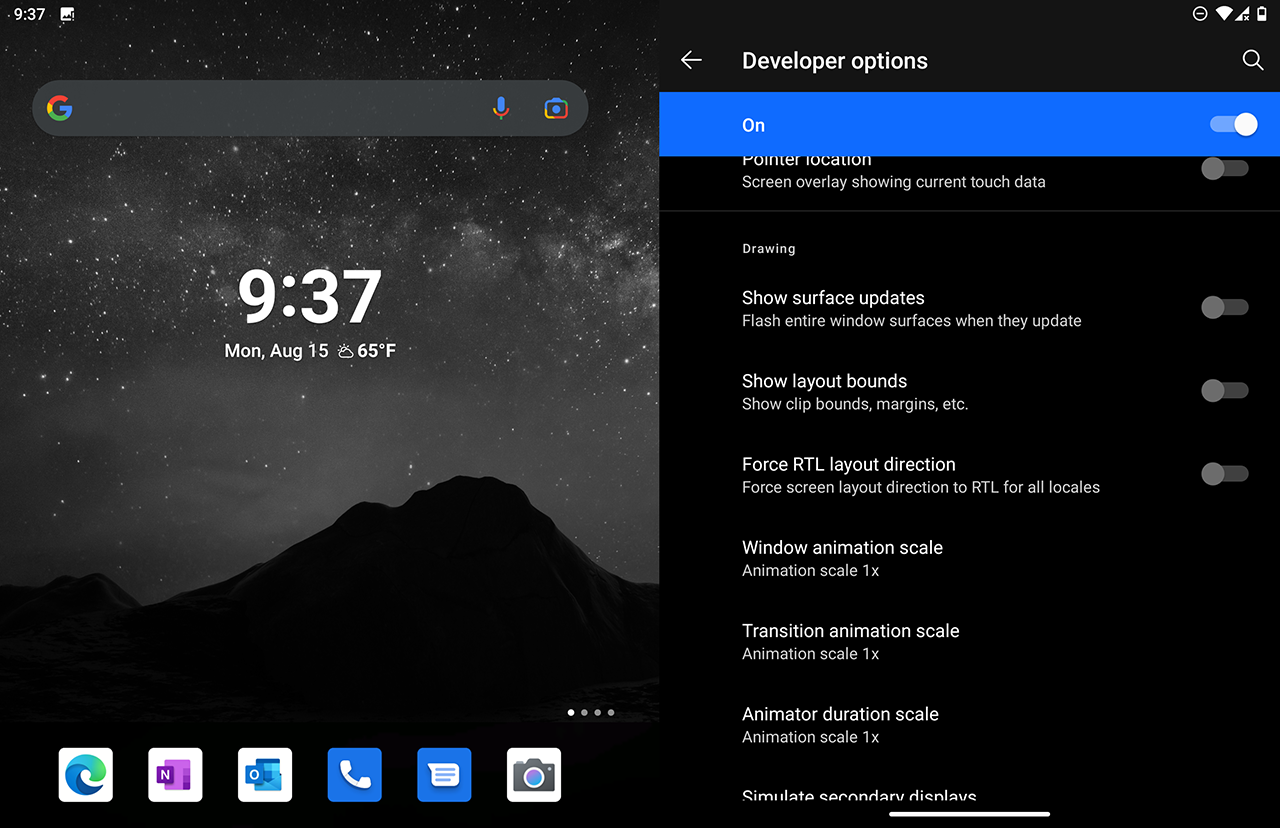 Microsoft Surface Duo - more developer options