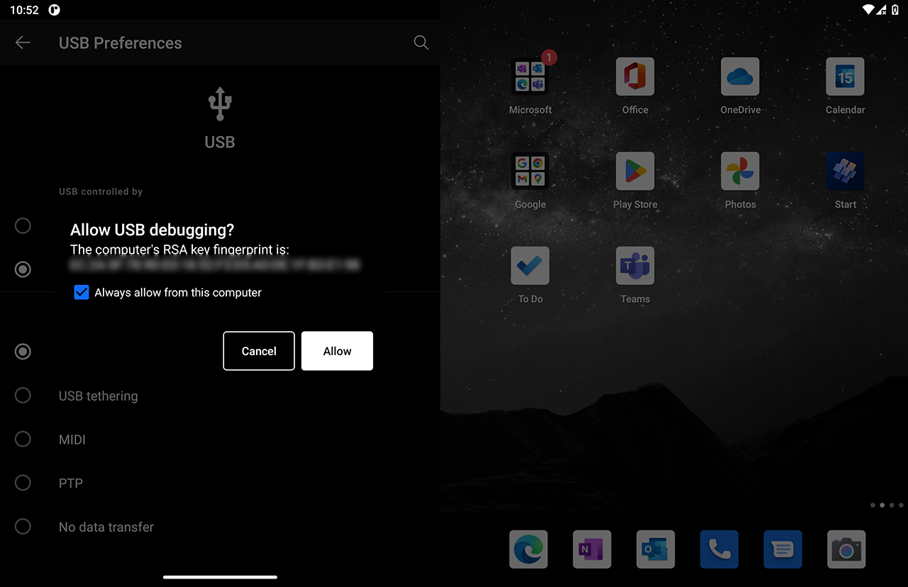 Microsoft Surface Duo - Allow USB Debugging?