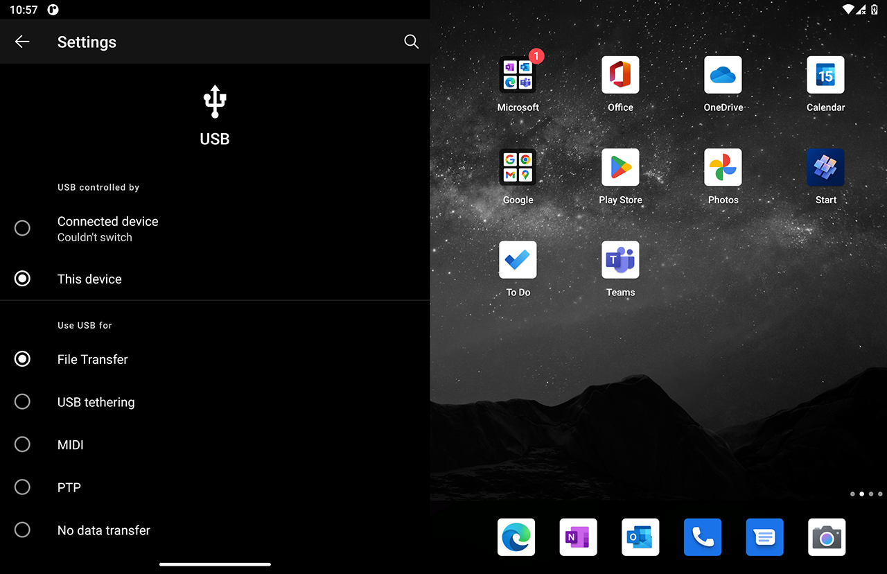 Microsoft Surface Duo - USB Settings