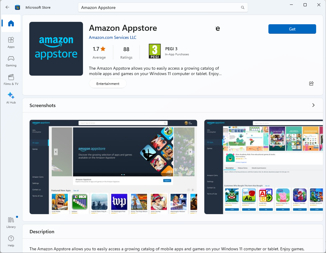 Amazon Appstore in the Windows Store