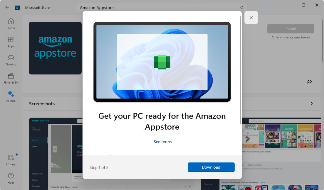 Amazon Appstore install - Get your PC ready