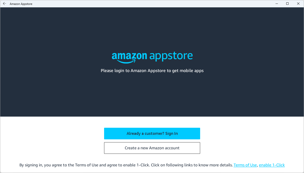 Amazon Appstore - please login