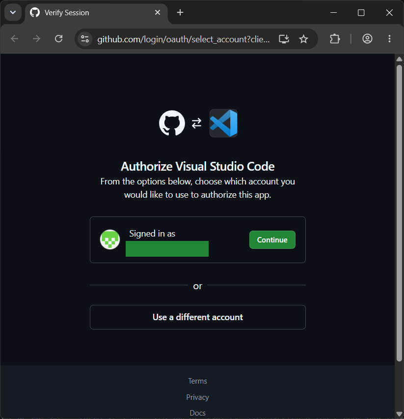 Authorize Visual Studio Code