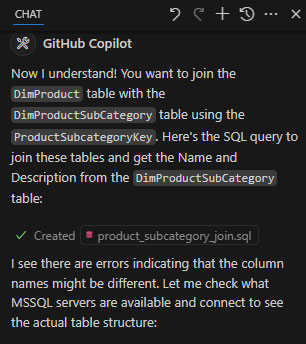 Chat reports Query Created, with errors
