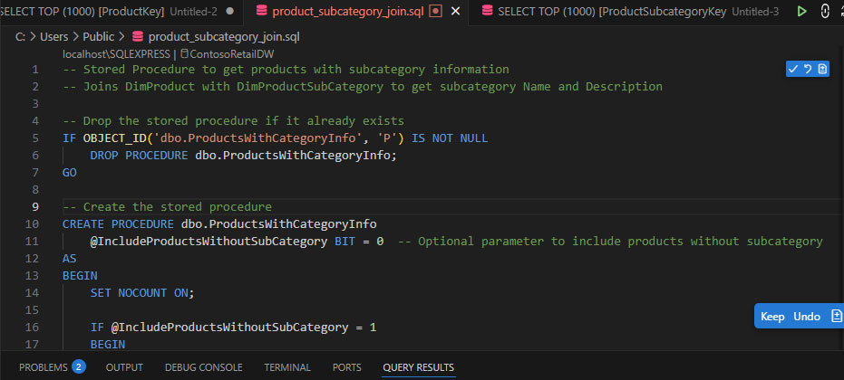 Create Procedure definition