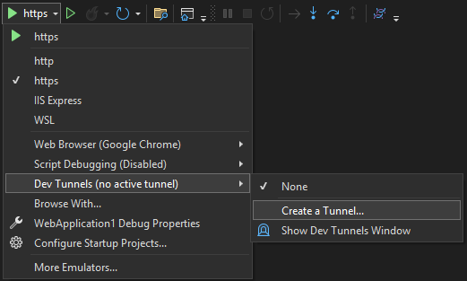 Dev Tunnels - Create a Tunnel