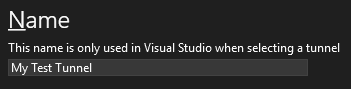 Name your Dev Tunnel