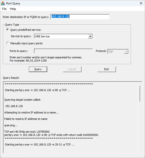 Port Query UI