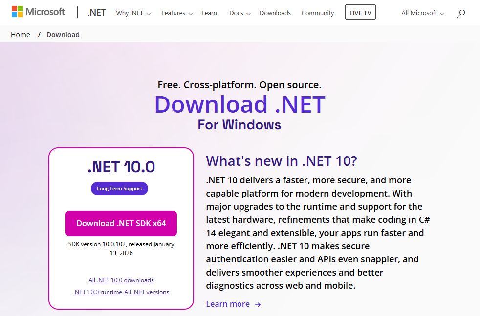 Download .NET website