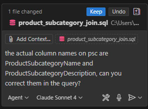 Give Copliot the correct Column Names