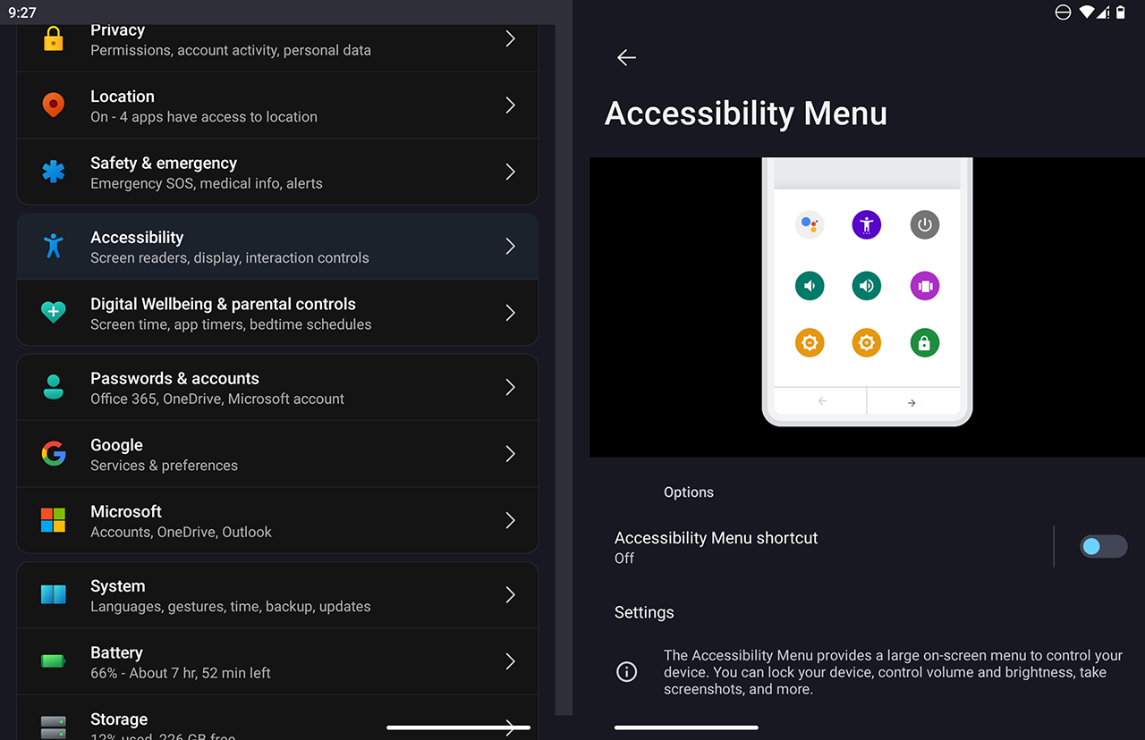 Microsoft Surface Duo - Accessibility Menu