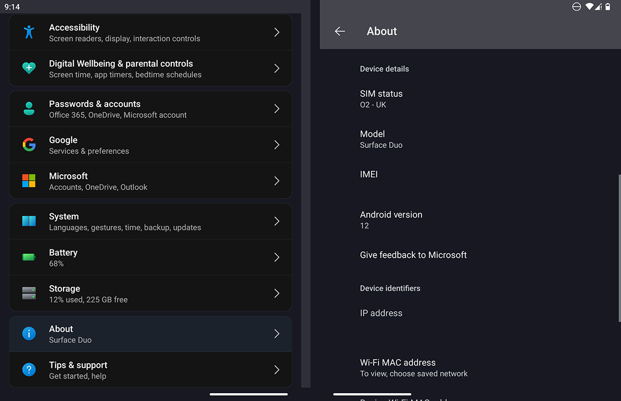 Microsoft Surface Duo - running Android 12