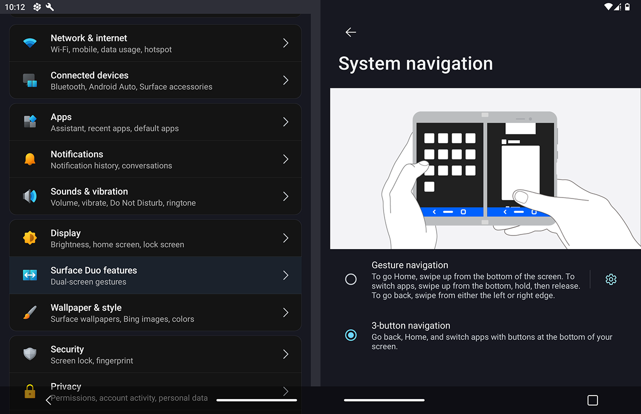 Microsoft Surface Duo - System navigation