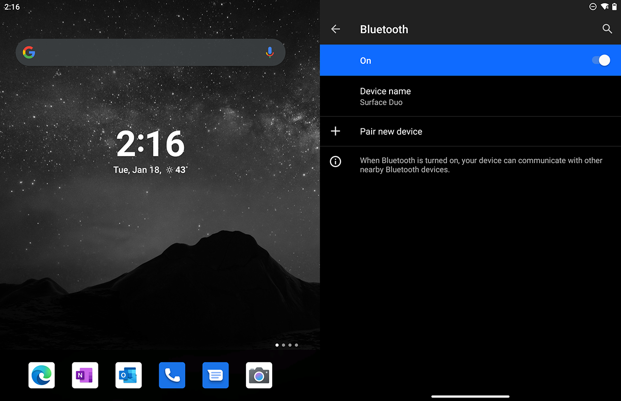 Microsoft Surface Duo - turn Bluetooth on