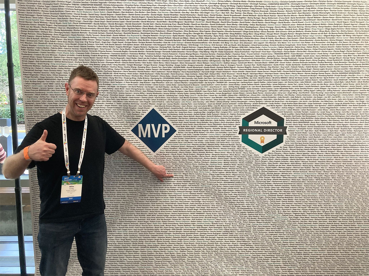 Mike Irving at the MVP Summit name board