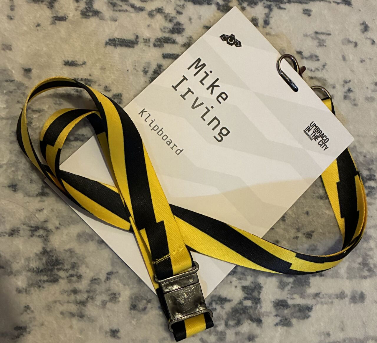 Mike Irving - Umbraco in The City staff lanyard
