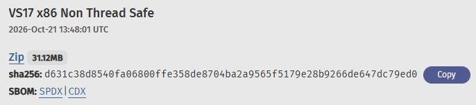 PHP version download - Zip link