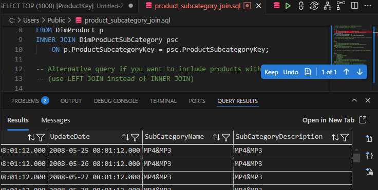 Results of the Query