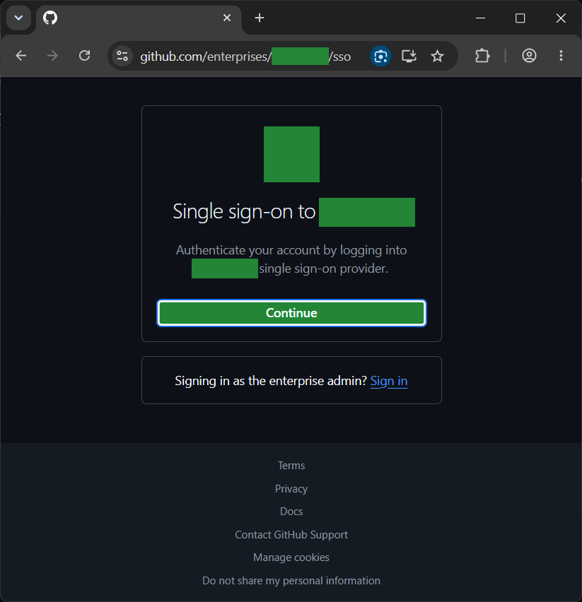 Single sign-on to.. dialog