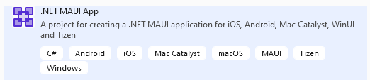 Visual Studio .NET MAUI App template