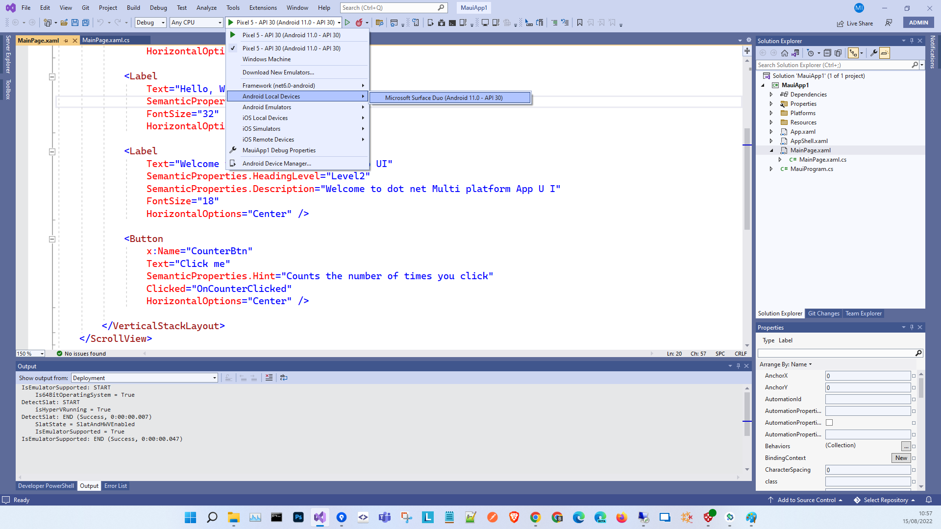 Visual Studio - Deploy .NET MAUI App to Microsoft Surface Duo