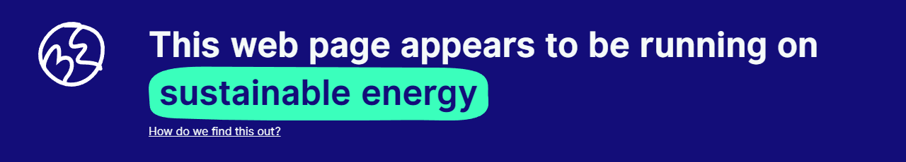 This web page appears to be running on sustainable energy